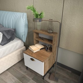 Mesa de Cabeceira Cressi – Cor Nogueira Branca – 45x83x22,5 cm