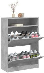 Sapateira c/ 2 gavetas articuladas 80x34x116 cm cinza cimento