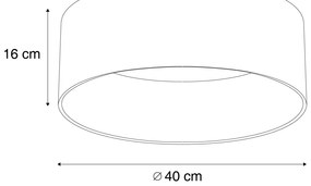 Plafon moderno preto transparente 40cm incl. LED regulável em 3 níveis - Sue