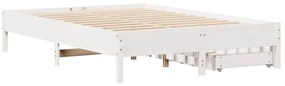 Cama sem colchão 140x190 cm madeira de pinho maciça branco