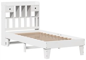 Cama sem colchão 100x200 cm madeira de pinho maciça branco