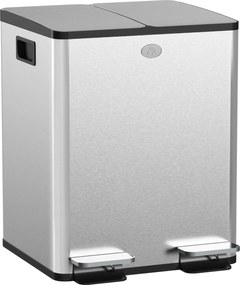Caixote do lixo duplo para cozinha, 2 x 20 L, 2 tampas com fecho suave, baldes interiores removíveis e pegas