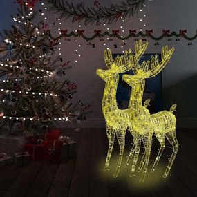 vidaXL Renas de Natal XXL 2pcs 250 LEDs 180 cm acrílico branco quente