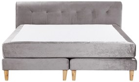 Cama de casal continental em veludo cinzento 180 x 200 cm MARQUISE Beliani