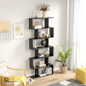 Estante Alto Livraría de 6 Estantes  para Sala de Jantar Desenho Moderno 80x23x192cm Preto