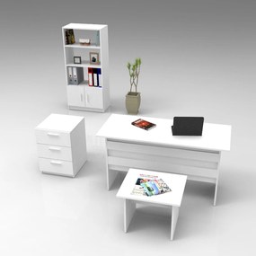 Conjunto de Mobiliário de Escritório VO11 – Branco – Secretária: 140x7