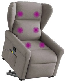 Poltrona elevatória de massagens tecido cinzento-acastanhado