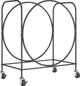Outsunny Suporte Metálico para Lenha com Rodas para Interior e Exterior 51x30x60 cm Preto | Aosom Portugal