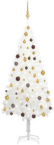 vidaXL Árvore Natal artificial pré-iluminada c/ bolas 180 cm branco
