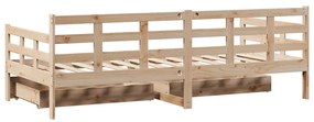 Sofá-cama com gavetas 90x200 cm madeira de pinho maciça
