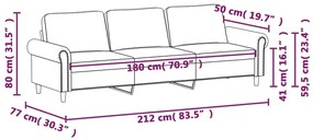 Sofá de 3 lugares 180 cm veludo castanho