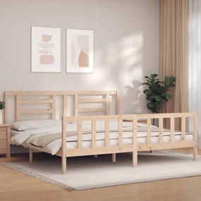 Cama sem colchão 200x200 cm madeira de pinho maciça