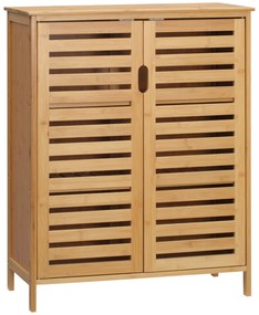 Kleankin Móvel de Banho Moderno com 2 Portas e 2 Prateleiras Ventiladas em Bambu 68x32x86 cm Cor Natural | Aosom Portugal