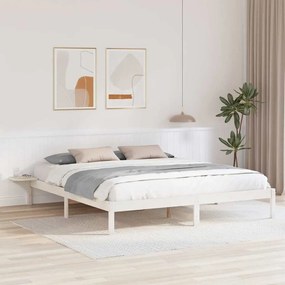 vidaXL Estrutura de cama com mesas de cabeceira Branco Branco