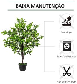Outsunny Planta Artificial com Altura 120cm Oliveira Artificial com 1080 Azeitonas Folhas Realistas e 108 Frutos Decoração para interior Exterior Sala de Estar Escritório Verde