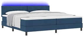Cama Box Spring com Colchão &amp; LED Azul 200x200 cm Tecido