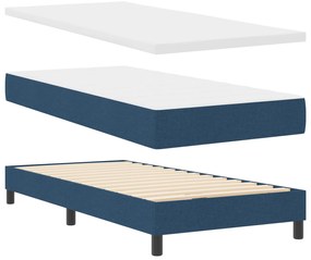 Cama Box Spring com Colchão Azul 90x200 cm Tecido