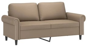 3 pcs conjunto sofás c/ almofadas couro artificial cappuccino