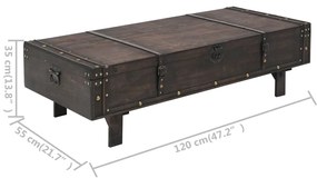 Mesa de centro contraplacado estilo vintage 120x55x35 cm