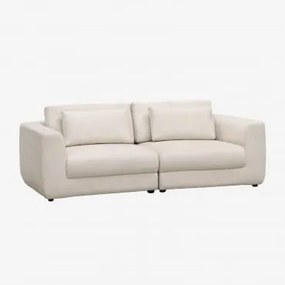 Sofá Modular De 2 Peças Com Encosto De Cabeça Regulável Em Altura Estofado Em Chenille Cataline Chenille Bege Creme - Sklum