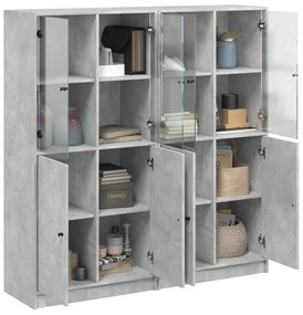 Estante c/ portas 136x37x142 cm derivados madeira cinza cimento
