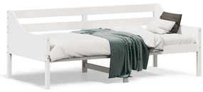 Sofá-cama 90x190 cm madeira de pinho maciça branco