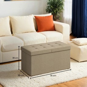 Banco com espaço de arrumação, arca de assento rebatível, 38 x 76 x 38 cm Castanho camel