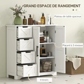 Móvel de cozinha, sala, casa banho, móvel de arrumação 81,2 x 30 x 83,8 cm, com 4 gavetas e 1 armário, para espaços reduzidos, branco