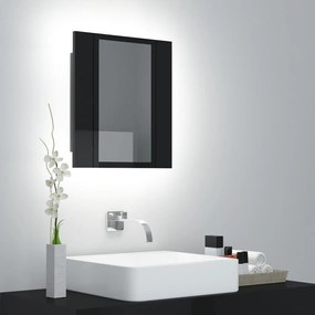 804954 vidaXL Armário espelhado casa de banho LED 40x12x45 cm preto brilhante