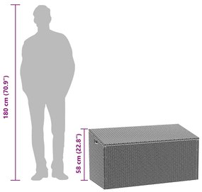 Caixa de arrumação para jardim 110x50x58 cm vime PE cinzento