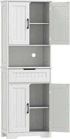 HOMCOM Armário Despenseiro de Cozinha 172 cm com Bancada Aberta, 4 Portas, Gaveta e 2 Prateleiras Ajustáveis, Branco | Aosom Portugal