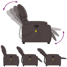 Poltrona de massagens reclinável tecido castanho-escuro