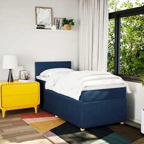 Cama com molas/colchão 100x200 cm tecido azul