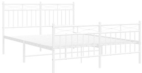 Estrutura de cama com cabeceira e pés 135x190 cm metal branco