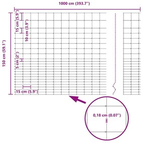 Cerca de Campo 1.6 x 10 m em Aço Galvanizado