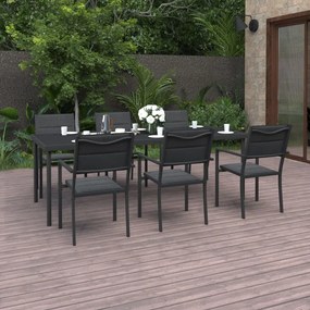 vidaXL 7 pcs conjunto de jantar para exterior aço