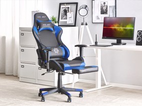 Cadeira gaming em pele sintética azul e preta VICTORY Beliani
