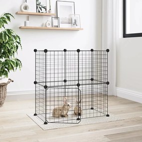 vidaXL Gaiola p/ animais de 12 painéis c/porta 35x35 cm aço preto