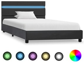 284799 vidaXL Estrutura de cama com LED 100x200 cm couro artificial cinzento