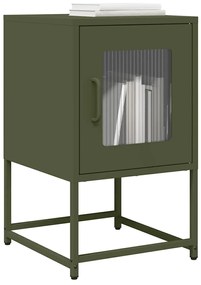 Mesa cabeceira 36x39x60,5 cm aço laminado a frio verde-azeitona
