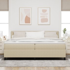 Cama Box Spring com Colchão Bege Claro 200x200 cm Tecido de Corduroy