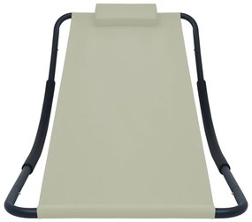 Espreguiçadeira de jardim 200x90 cm aço creme