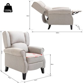 Poltrona Relax com cadeira reclinável manual de até 160 ° 81x84x105cm
