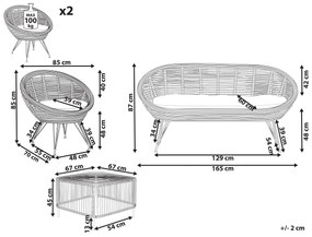 Conjunto de sofás com 4 lugares e mesa de centro em rattan natural MARATEA/CESENATICO Beliani