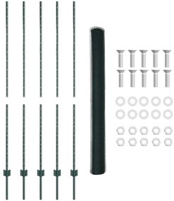 Postes de Cerca vidaXL 5 pcs U-Channel Verde 150 cm Aço