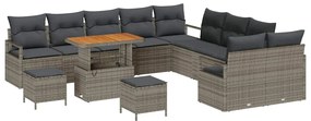 Conjunto de Sofá de Jardim vidaXL de 13 Peças com Almofadas Cinza Ratt
