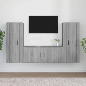 3188764 vidaXL Conjunto móveis de TV 3 pcs madeira processada sonoma cinza