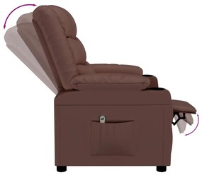 Poltrona reclinável elétrica couro artificial castanho