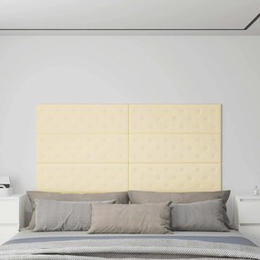 Painel de parede 12 pcs 90x30 cm couro artificial 3,24 m² creme