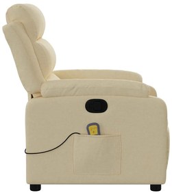 Poltrona de massagens reclinável tecido cor creme